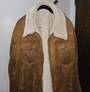 Zara Men's Brown Sherpa-Lined Jacket